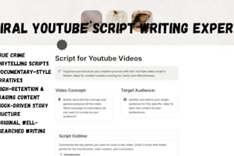 write viral youtube scripts, true crime scripts, and documentary scripts