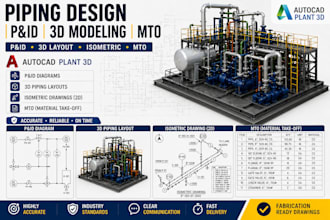 create pid, 3d piping layouts and isometric drawings in autocad plant 3d