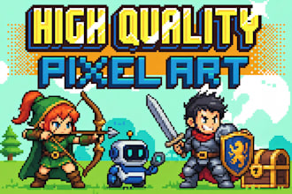 design pixel art, animated sprites, game assets and pixel characters