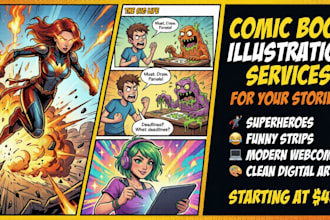 create comic book illustrations, comic strips, and webcomic art