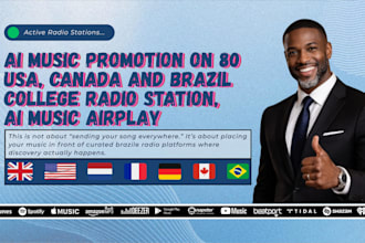 do ai music promotion on 80 college radio station ai music airplay