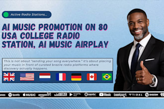 do ai music promotion on 80 usa college radio station, ai music airplay