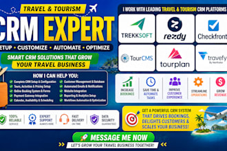 setup travel tourism CRM trekksoft rezdy checkfront tourcms tourplan travefy