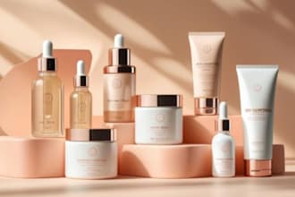 create skincare cosmetic bottle label design and 3d product packaging mockup