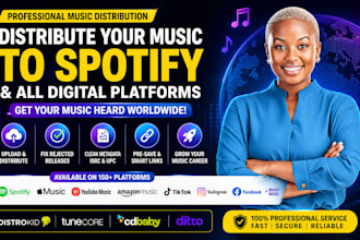 distribute music to spotify and all digital streaming and social media platforms