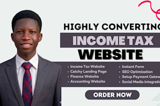 design income tax website tax landing page and tax leads funnel