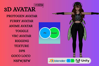 do custom vrchat avatar, furry avatar, vrc