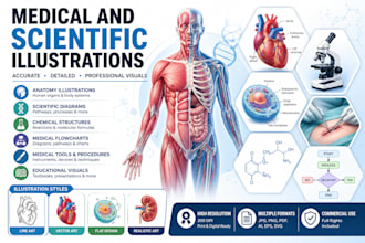create anatomy, medical and scientific illustrations
