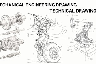 draft 2d and 3d mechanical drawings, engineering drawings technical drawing