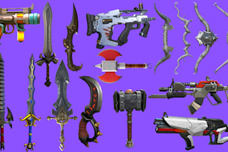 model 3d weapons stylized props 3d gun 3d cosplay assets with pbr for game