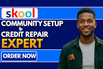 skool online course setup skool credit repair skool community and module setup