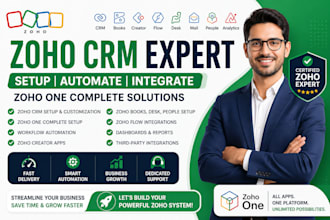 setup zoho crm, zoho one, automation, creator and integrations