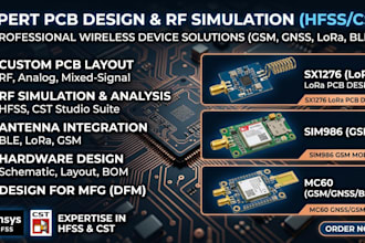 design GSM, gnss, ble devices hfss cst rf pcb using sx1276, sim986, mc60