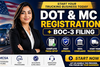 register dot number mc authority boc 3 start trucking company USA fmcsa complian
