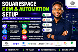 setup squarespace with CRM automation payment integrations slack calendly stripe