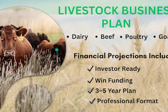 create a dairy or beef cattle farming business plan with financial projections