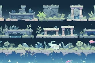 do pixel art tileset, top down pixel map tileset, indie game, game asset, props