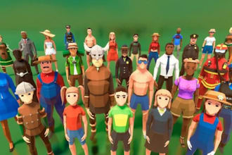 design and rig 3d lowpoly npc character model for unity unreal and games