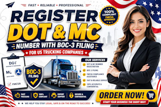 register dot and mc number with boc 3 filling for US trucking companies
