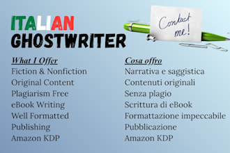 be your italian ghostwriter for fiction and nonfiction ebook writing