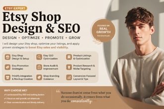 design etsy shop, do etsy promotion, boost etsy sales and etsy pod store SEO