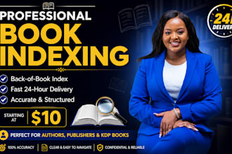 create a professional book index or back of book indexing in 24 hours