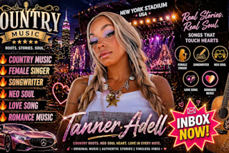 be your female singer for lofi music, country music and neo soul