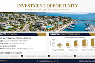 design real estate pitch deck and powerpoint presentation for investors, agents