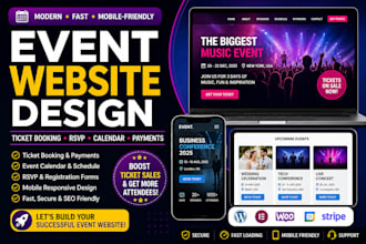 design professional event website ticket booking wedding or conference website