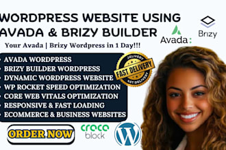 design avada wordpress brizy builder elementor pro dynamic wordpress website