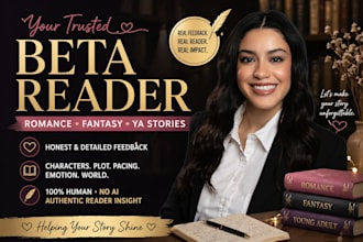 be your trusted beta reader for romance, fantasy and ya stories