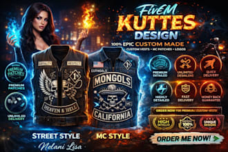 make fivem kuttes custom fivem clothing kuttes mc mc vest biker clothing kuttes