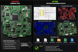 do pcb reverse engineering, pcb clone, schematic recreation and pcb redesign