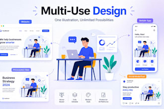 design custom flat vector illustration for websites, apps and branding