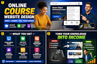 design lms course website to sell your online course on kajabi or thinkific