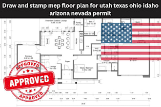 draw and stamp mep floor plan for utah texas ohio idaho arizona nevada permit