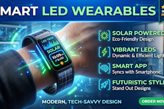 develop smart led wearable hardware with solar charging and ultra low power