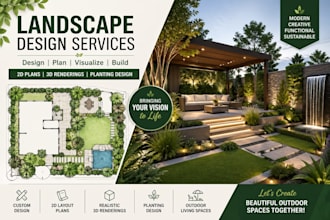 design modern landscape, garden, outdoor space with 3d rendering