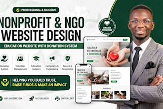 design nonprofit website, education website with donation system, ngo website
