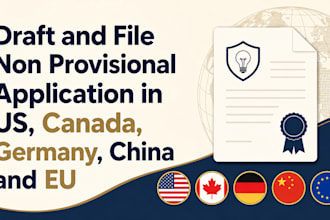 draft and file uspto, eu, canada, china, and germany non provisional patent