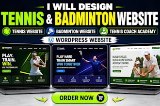 design tennis website, badminton website tennis coach academy wordpress website
