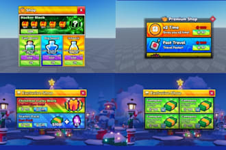 design game ui, user interface, hud, buttons, inventories, menu for roblox game