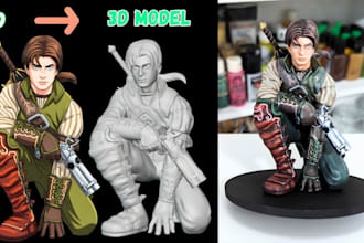 convert 2d image to 3d model 2d to 3d toys figurine stl to 3d printing