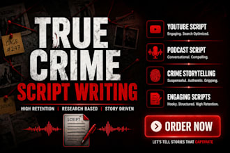 write true crime youtube script true crime script podcast script script writing