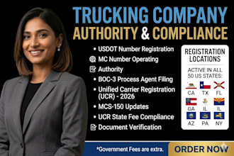 do dot and mc number registration with boc3 filling for your trucking company