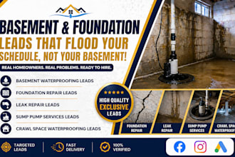 basement waterproofing leads ready to book, foundation repair, leak repair