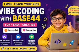 teach your kids vibe coding with base44 lovable replit bolt new vercel expert