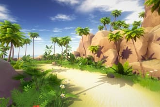 design stylized low poly 3d environments, maps, assets for roblox and games