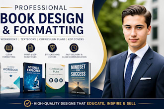 design, format educational workbook, textbook, curriculum plan, kdp book cover