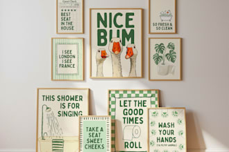design etsy printable wall art with SEO title, tags and mockups